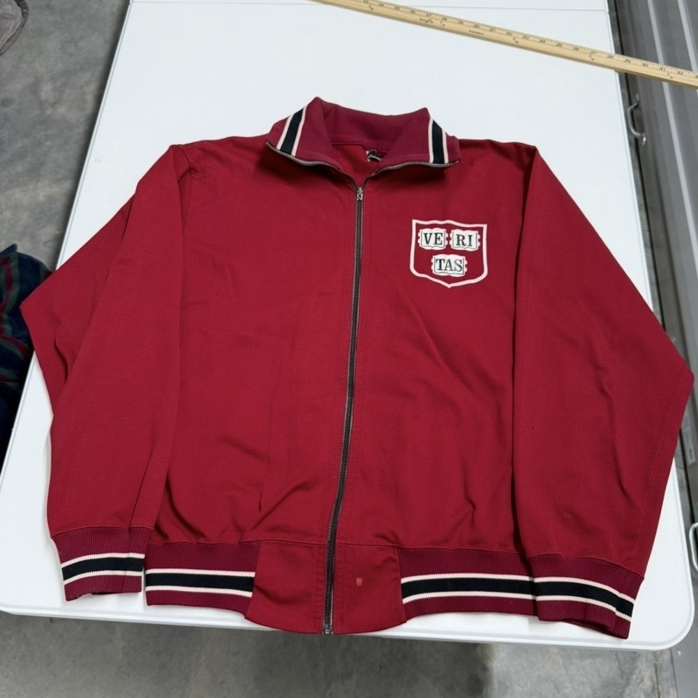 Vintage 60s/70s Harvard University Track‎ Jacket Crimson Red Full Zip Mens M